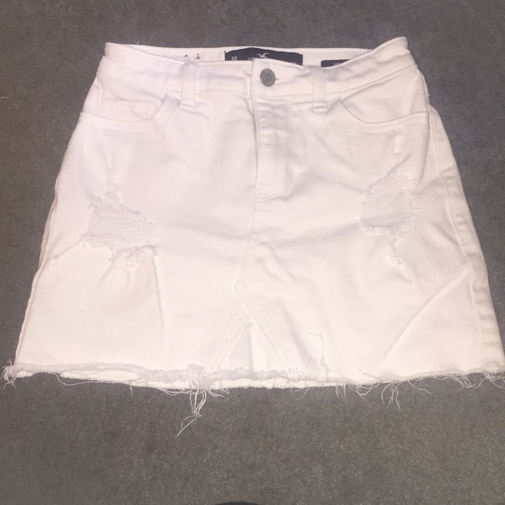 Hollister White high rise jean skirt